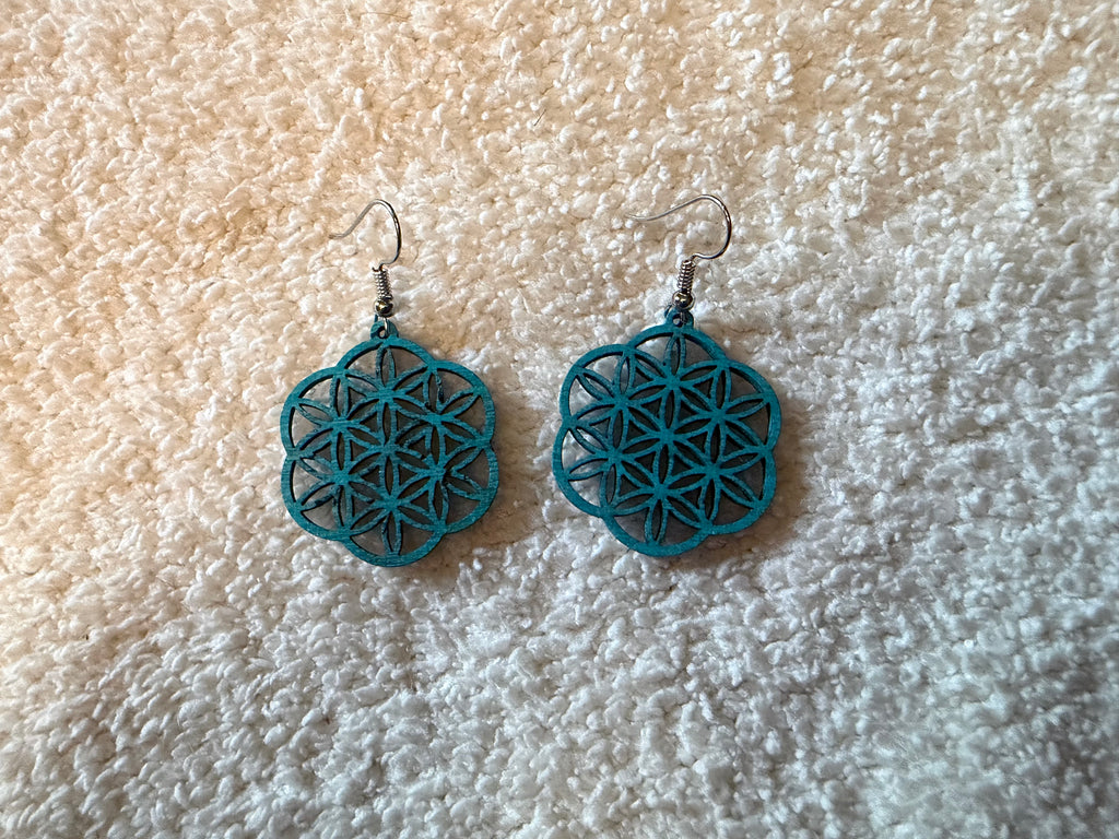 Sacred Geometry Wooden Earrings ✨