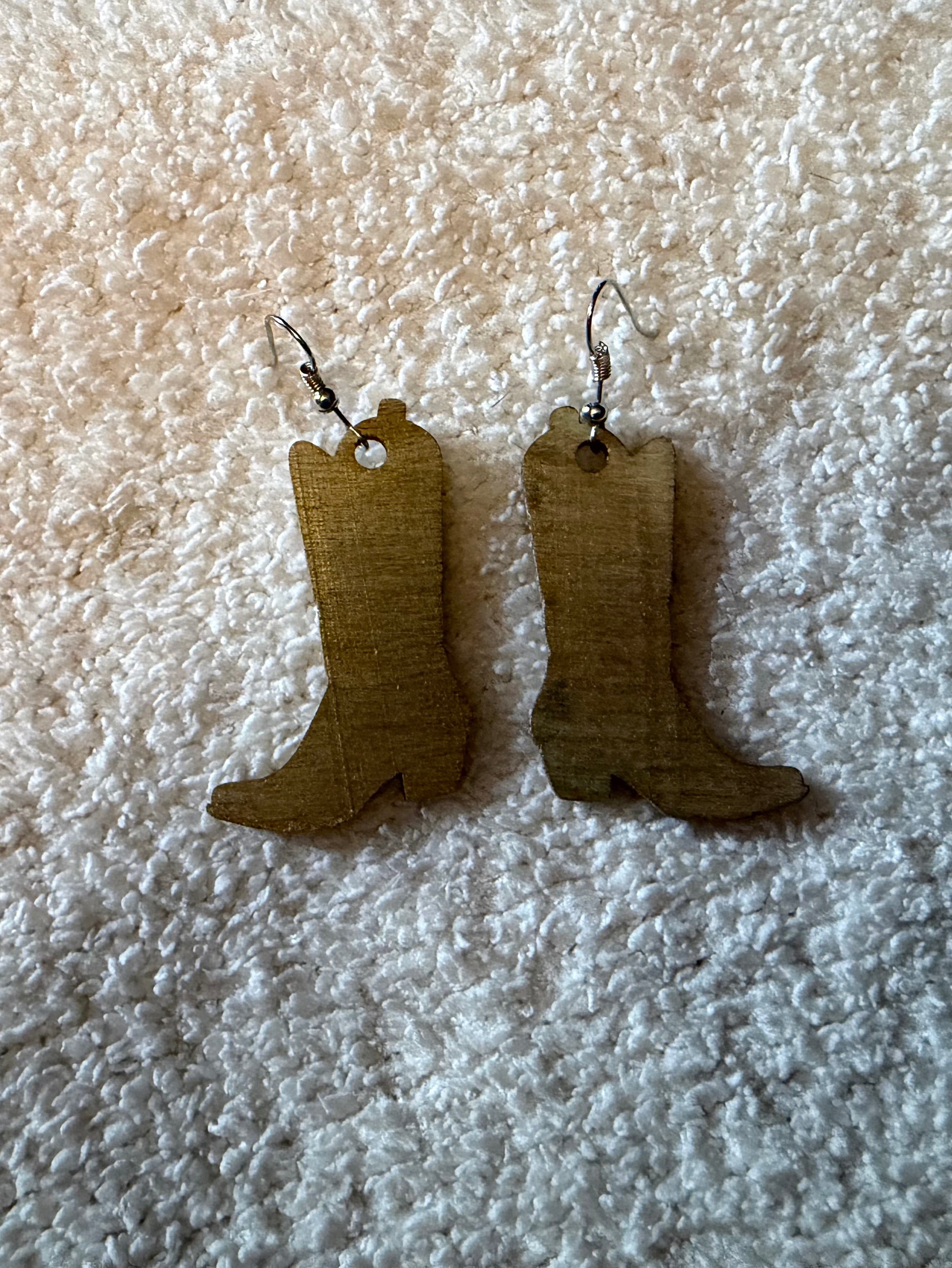 Cowboy Boot Wooden Earrings 🤠