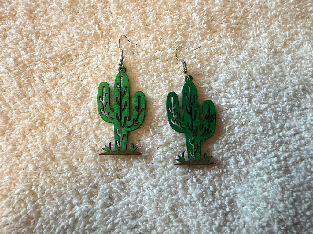 Desert Cactus Wooden Earrings 🌵