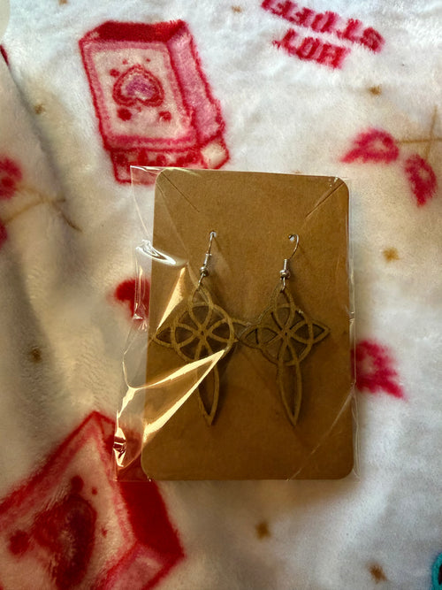 Celtic Cross Wooden Earrings ✨☘️