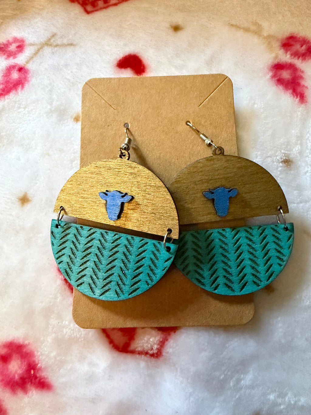 Rustic Cow Skull Wooden Earrings 🐄✨